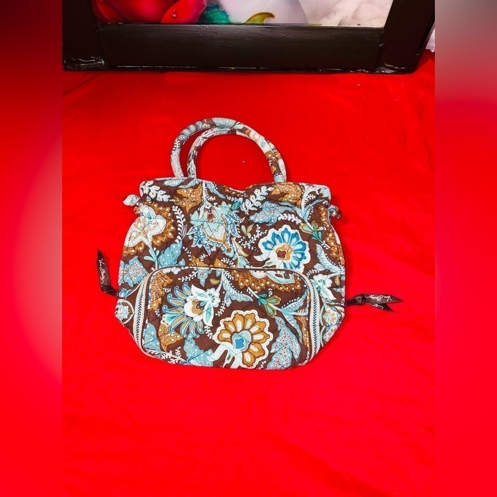 NWOT VERA BRADLEY BOHO RETIRED NON-ZIP JAVA BLUE/CHOCOLATE PAISLEY SMALL… - Picture 4 of 16